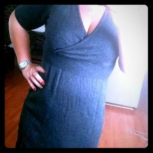 Elizabeth Arden gray sweater wrap dress xl